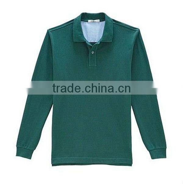 100% cotton mens long sleeve polo shirt with pocket