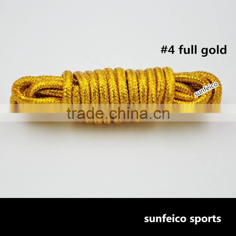 Custom Novelty Round Metallic Gold Bling Rainbow Glitter Shoelace~Fully Gloden Sneakers Laces~Retail Packaging~Amazon Supplier