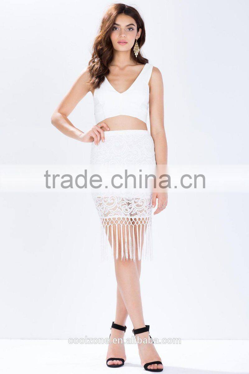 Hottest crochet party skirts women skirt design with falling fringe