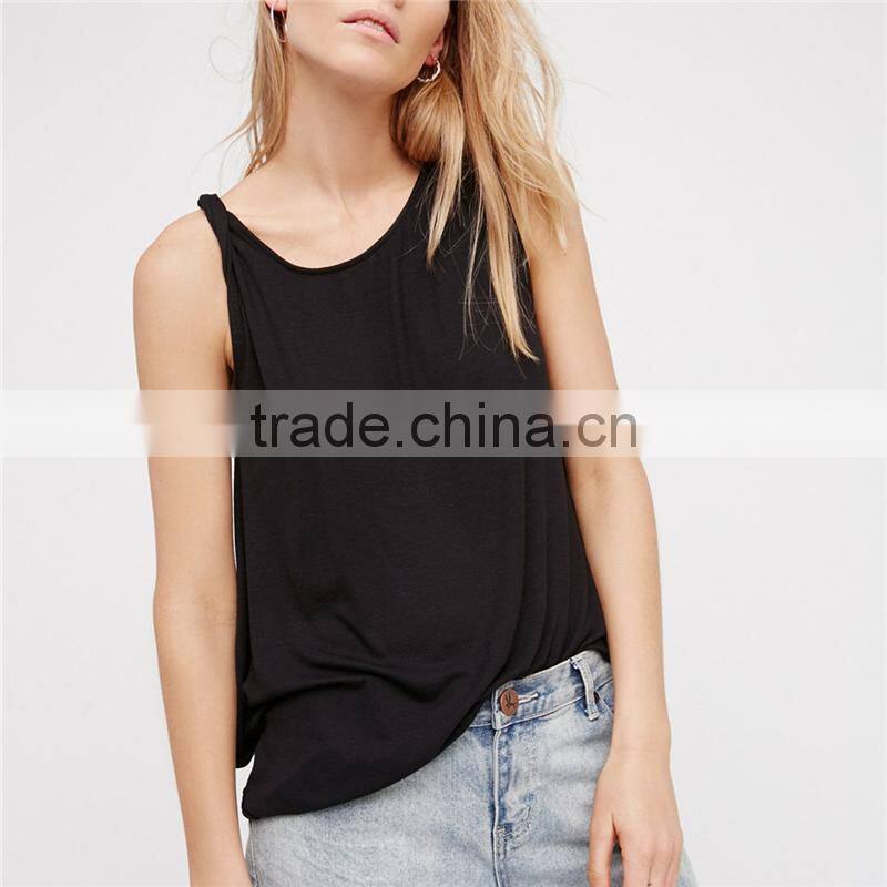Hot sale stylish sleeveless soft back neck blouse designs photos