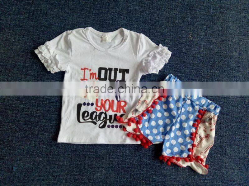 2017 wholesale wholesale kids boutique ruffle outfits bird girls pearl tunic clothing sets baby clothes