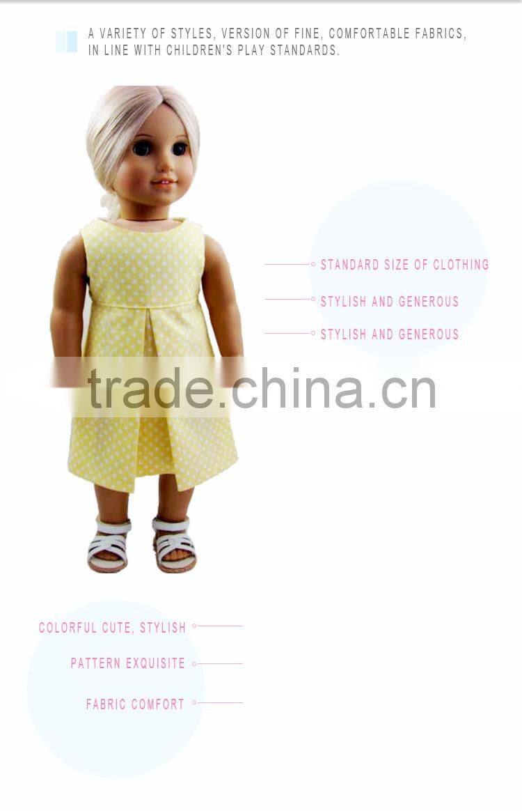 New design 18 inch american girl doll yellow long skirt