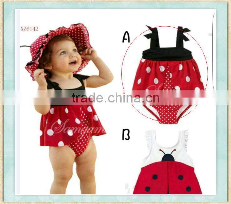 swimming suit 2017 hot summer seaside red white dots outfit kids connection swimming suit