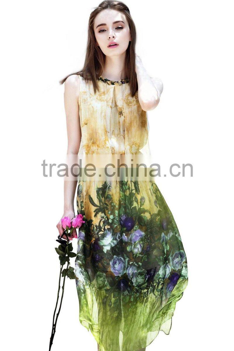 traditional 100 silk super thin see through sleeveless dress