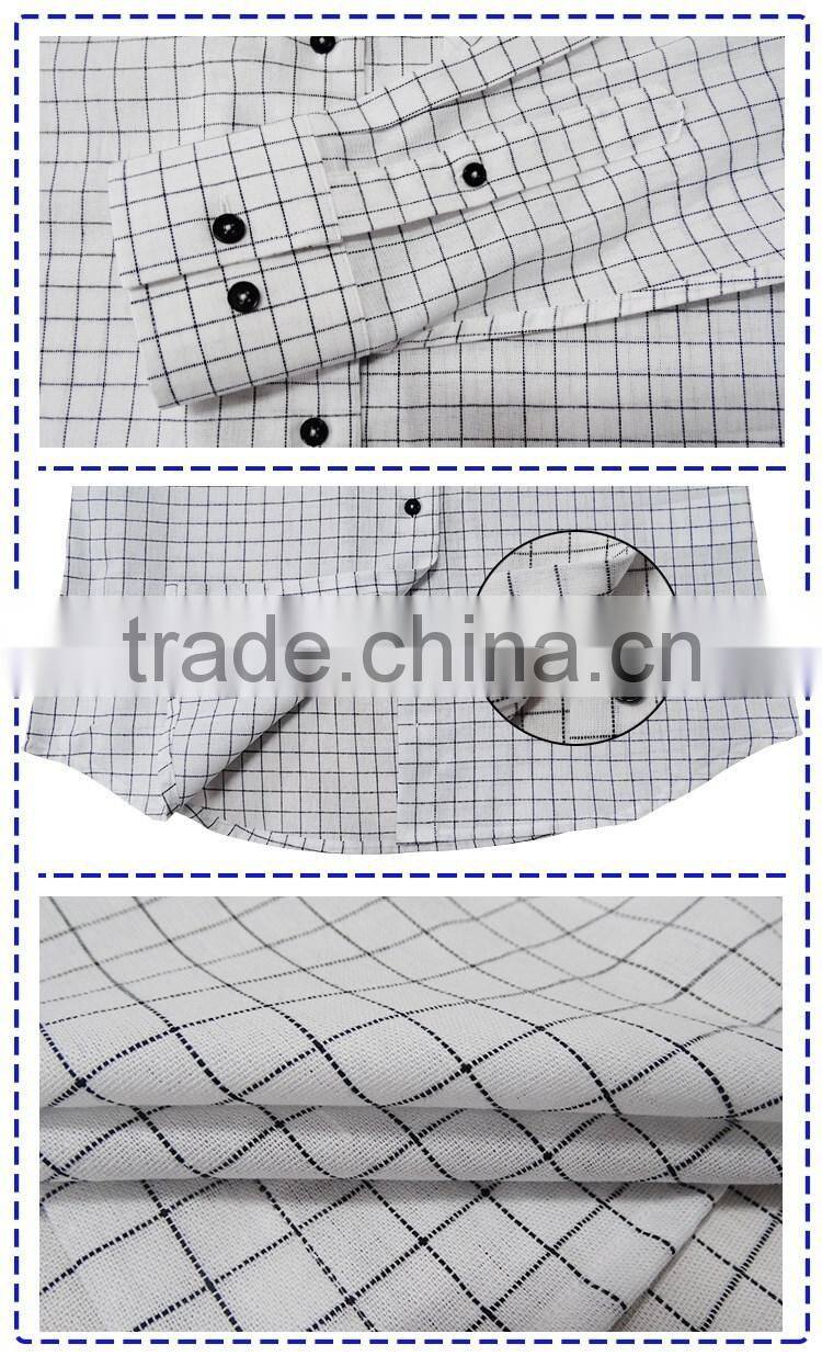 2017 latest long sleeve plaid 100% cotton non Wrinkle spread collar men shirt
