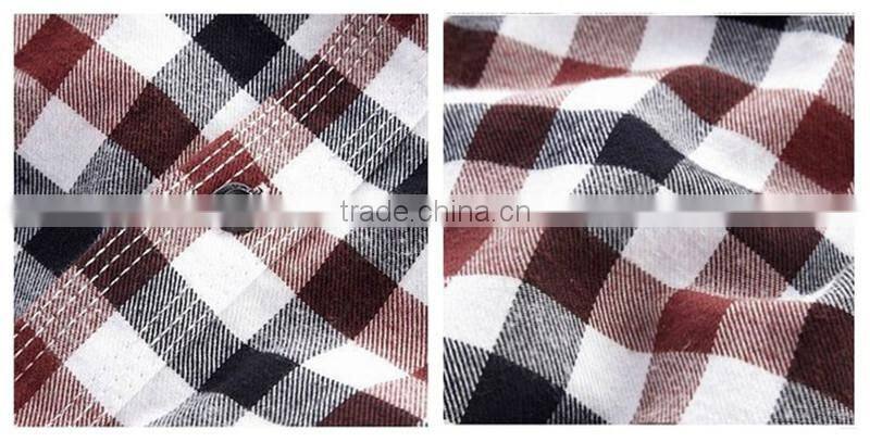 2016 fashion contrast color long sleeve flannel plaid casual shirt for men