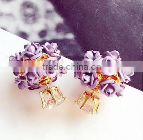 ball-flower fashion diamond stone jewelry stud earrings