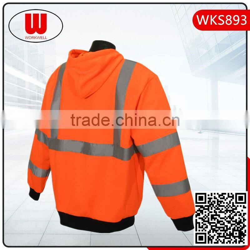 Mens full zippers hi vis hoodie