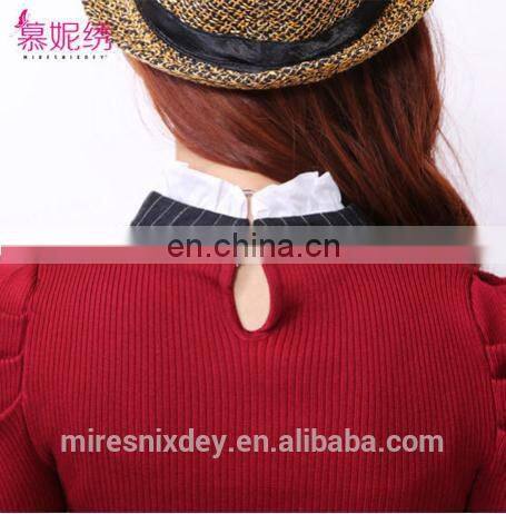 fashion slim fitted turtle-neck knitting sweater with pleated sleeve for office lady