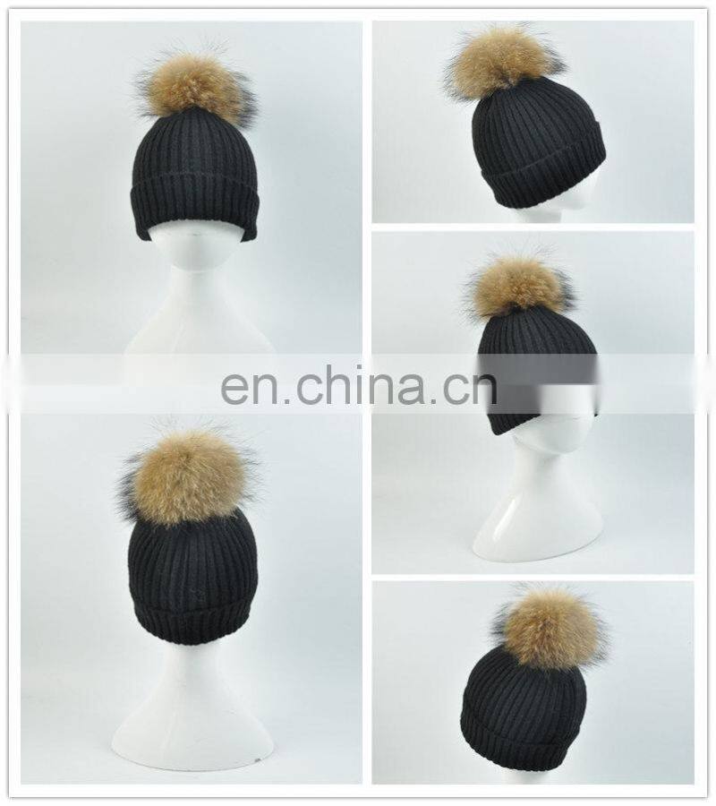Headband Warm Fur Pom Pom Hat Wholesale Baby Knitting Crochet Hat