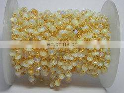 Ethiopian Opal Gemstone Wire Wrapped Chain