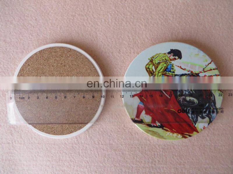 Table decoration cork backed ceramic coaster with sublimation logo