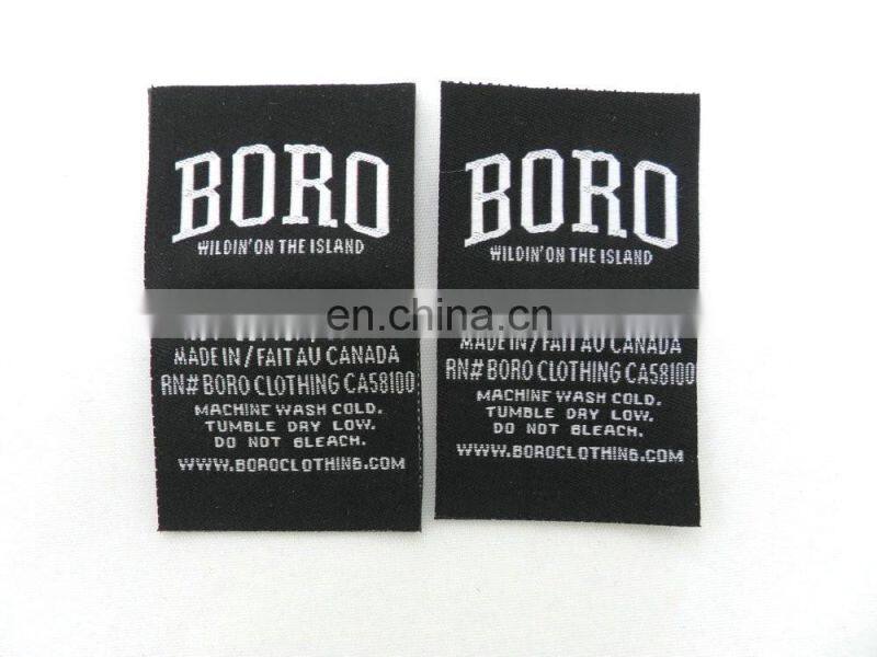 China supplier satin woven label tag center fold garment woven label