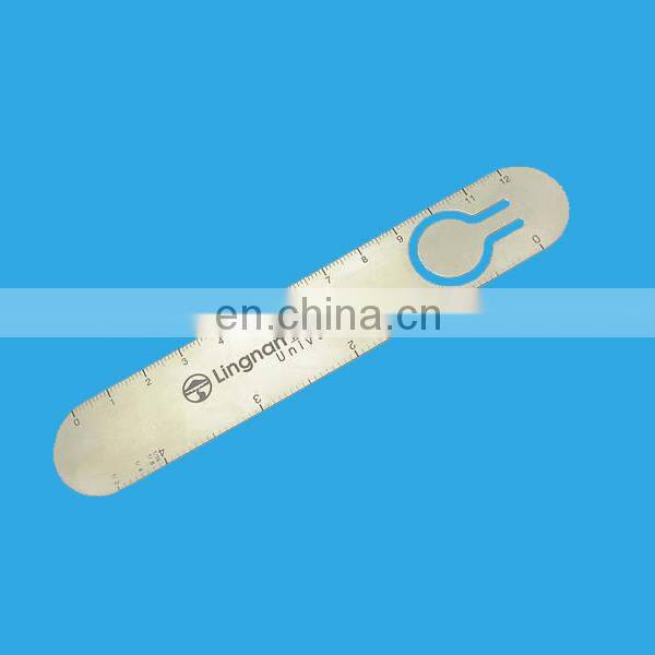 custom made apple shape etched debossed metal bookmark