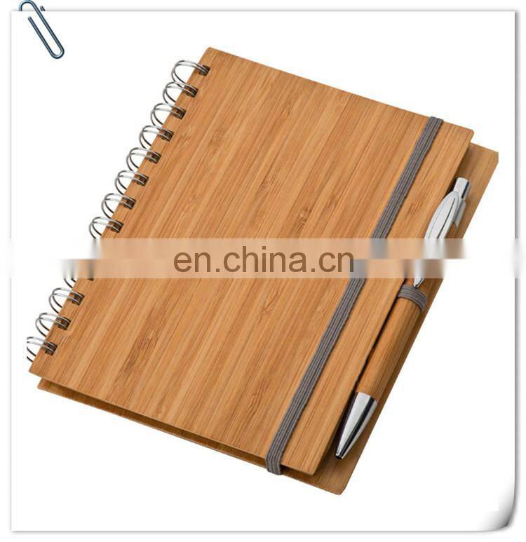 new eco-friendly natural genuine bamboo spiral 70sheets notebook orgnizer set with bamboo ball pen and ruler