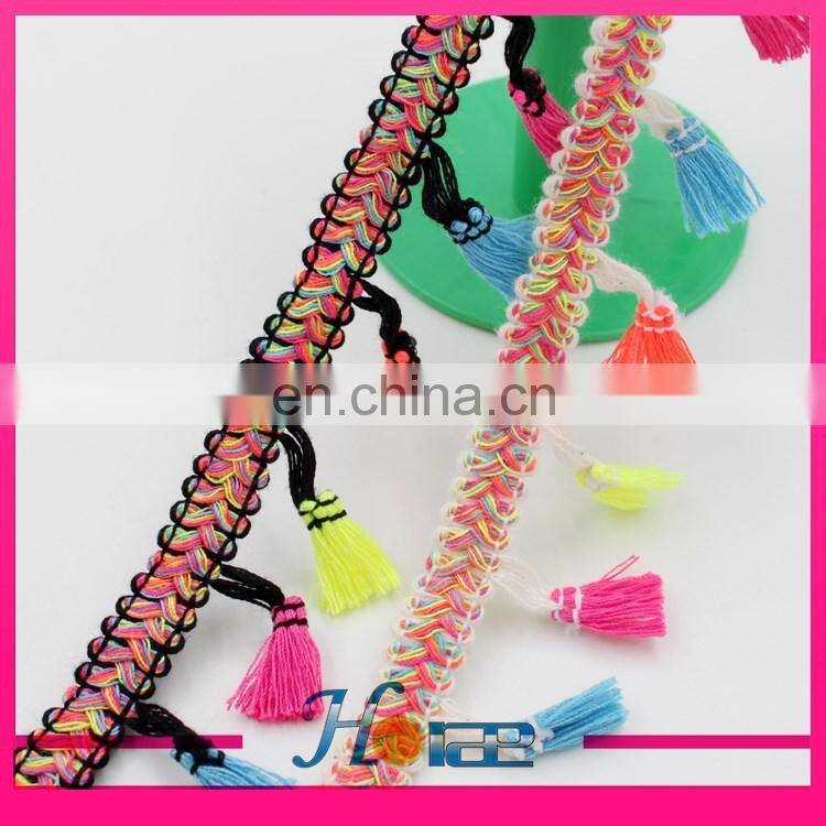 4.5cm width colorful tassel fringe tassel lace trim for garment