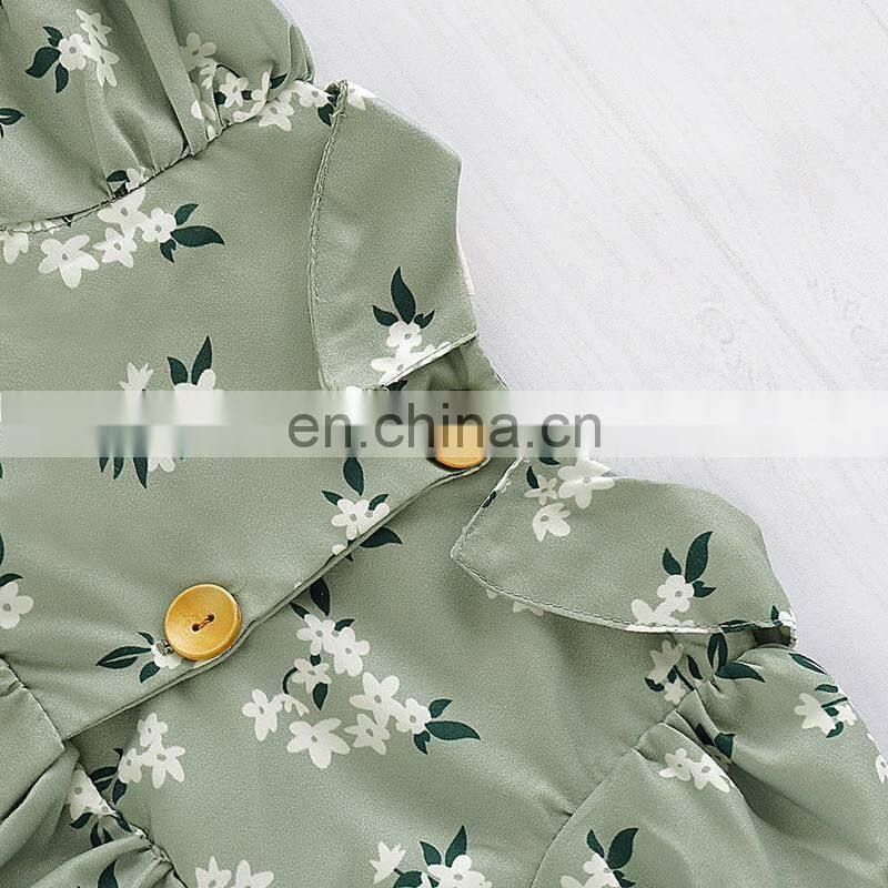 Newborn Baby Girl Doll Collar green Floral Bodysuit short sleeve Jumpsuit summer casual cotton Outfits Sunsuit