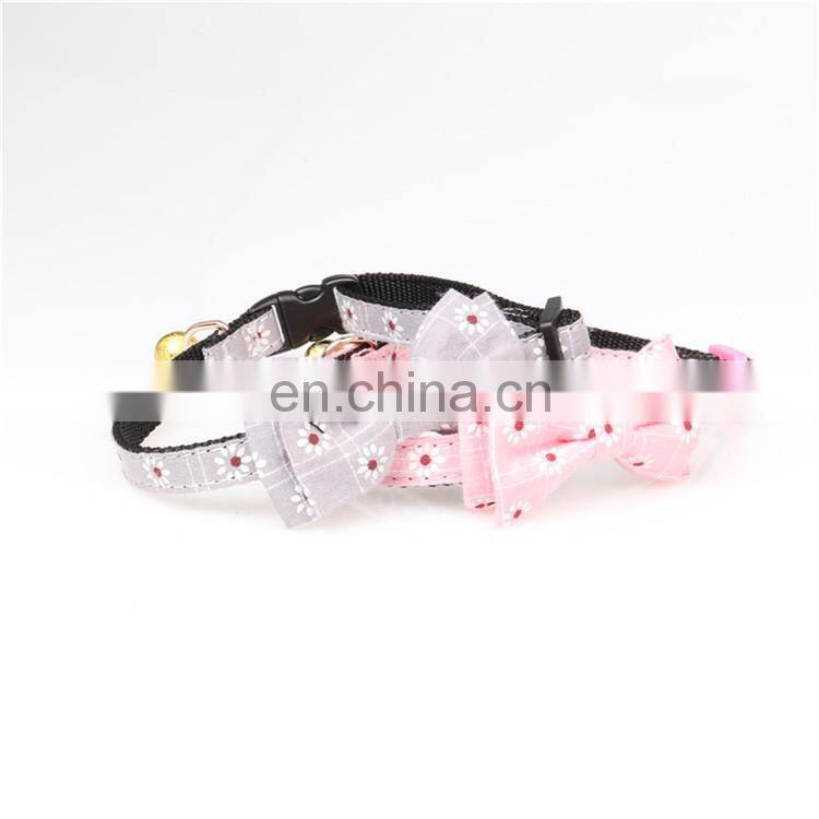 Fashion nylon webbing small dog cat collar with elastic belt and bell