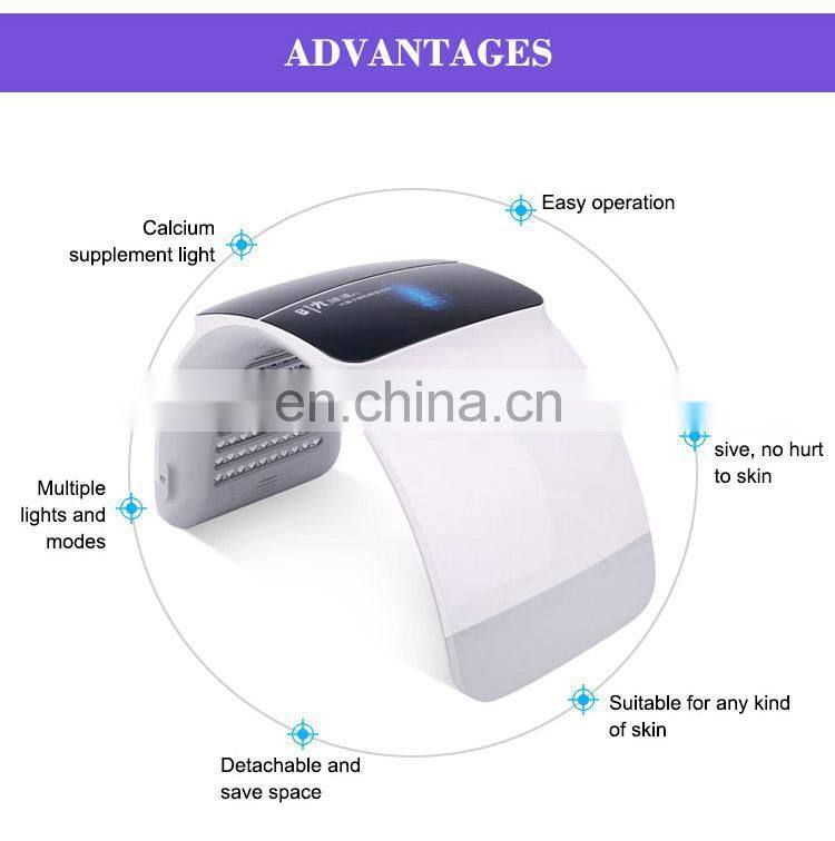Foldable portable 7 color LED photon red blue acne removal skin rejuvenation spectrometer beauty equipment