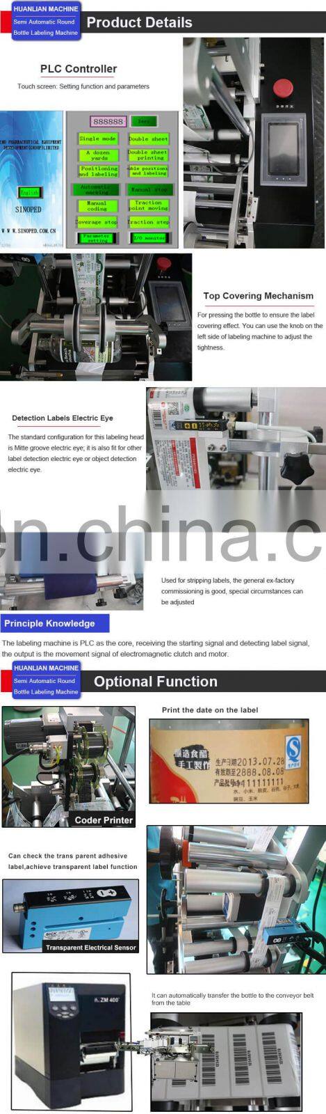 Semi Auto Labeling Machine for Round Bottles with Code Printer