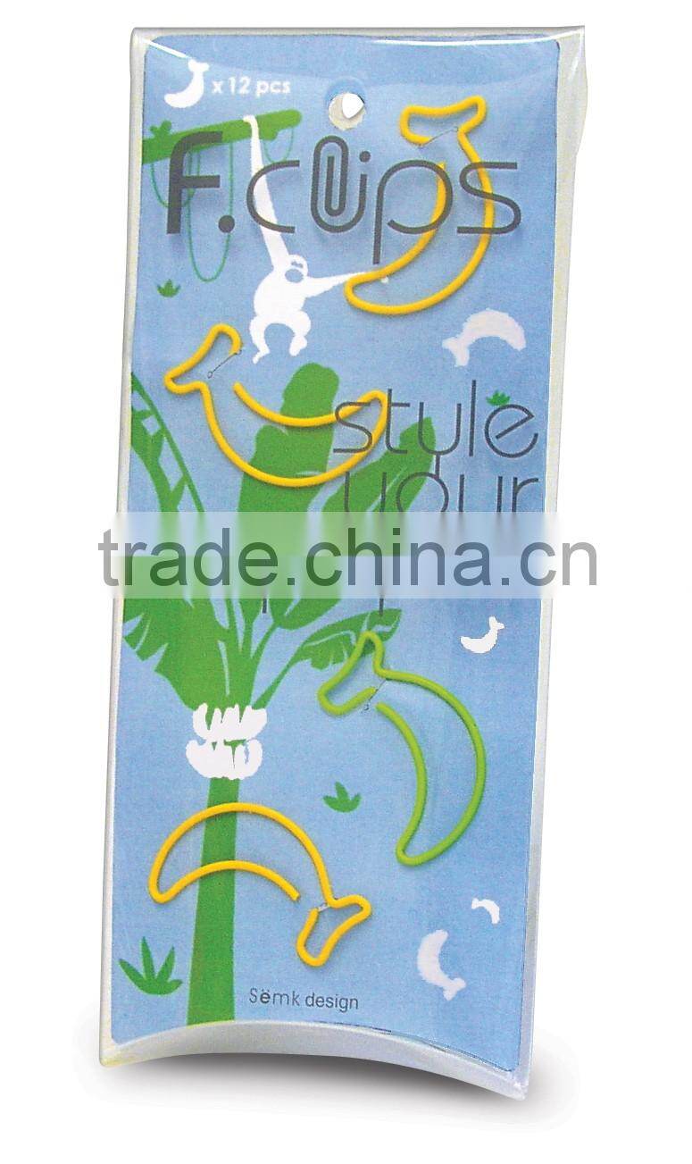 Novelty aluminum funny fruit metal paper clip with clip holder