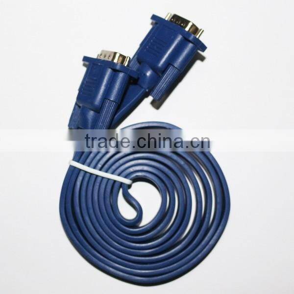 15 pin ( 3+4 ) male to male FLAT VGA CABLE With Gold or Nickel Plated connector