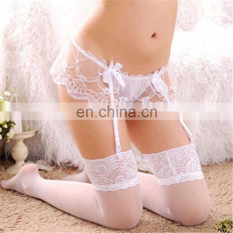 Sexy Womens Sheer Lace Top Thigh-Highs Stockings & Garter Belt Suspender Set
