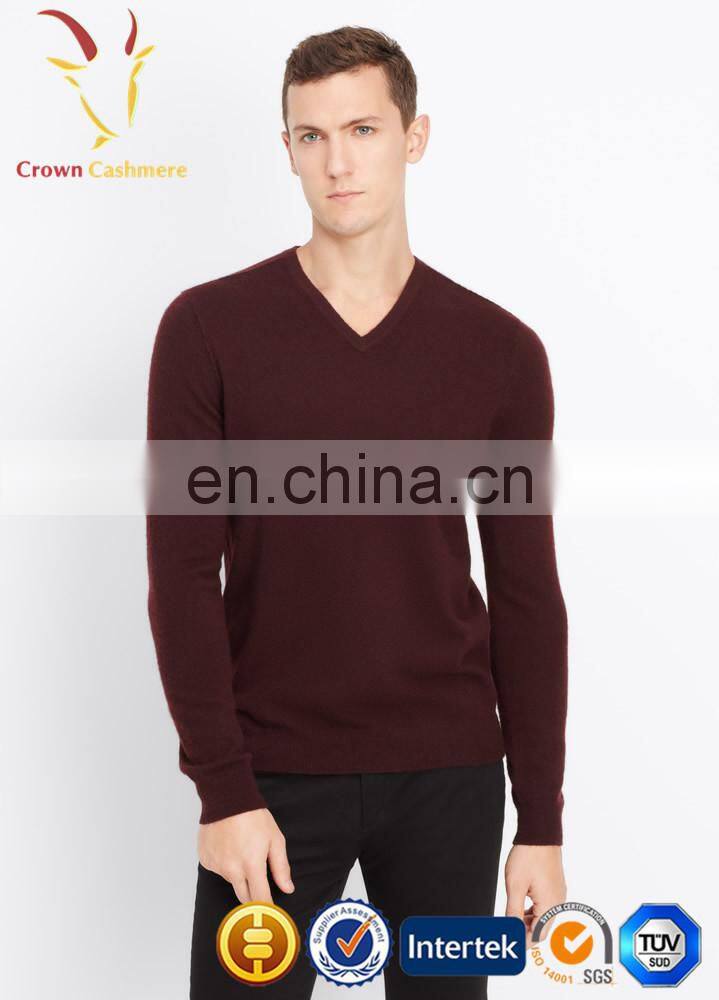Men's Long Sleeve Solid Color V-neck Classic Sweater Pullover