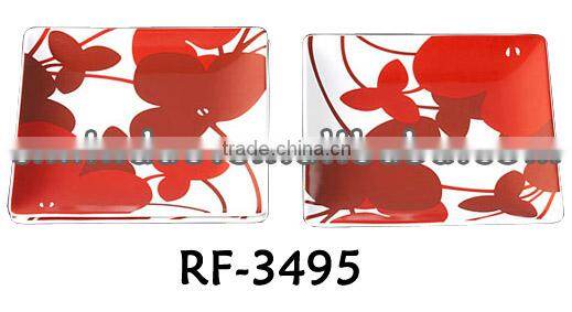Sqaure Shape Professional Personalized Murano Glass Plate for Wall Hanging with Flower Design for Decoration