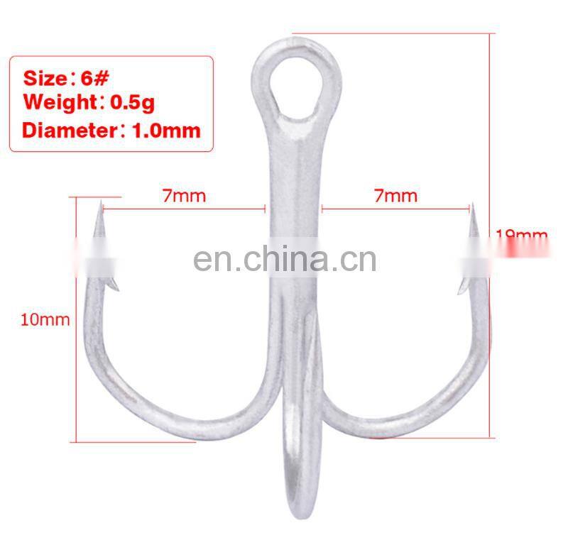 Amazon Strong Treble Strengthened Hooks Fishing Lures Hook 100pcs/bag Silver Strong Treble Hook
