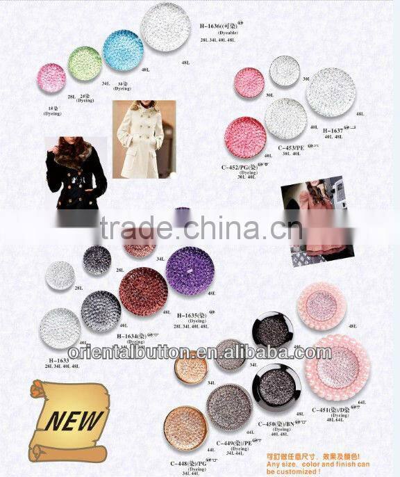the newest design polyester flat back decorative dyeable button
