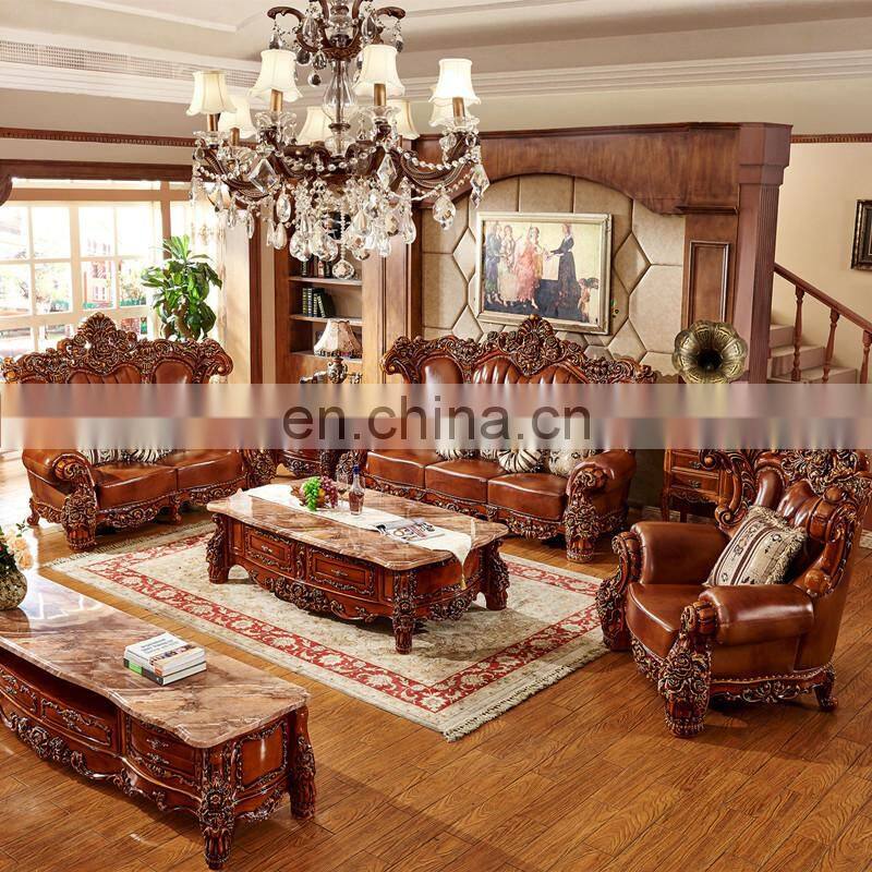 classic solid wood genuine leather sofa set designs living room furniture luxury