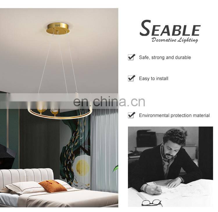 New Listed Indoor Iron Acrylic White Black Gold Living Room Decoration Modern LED Pendant Lamp