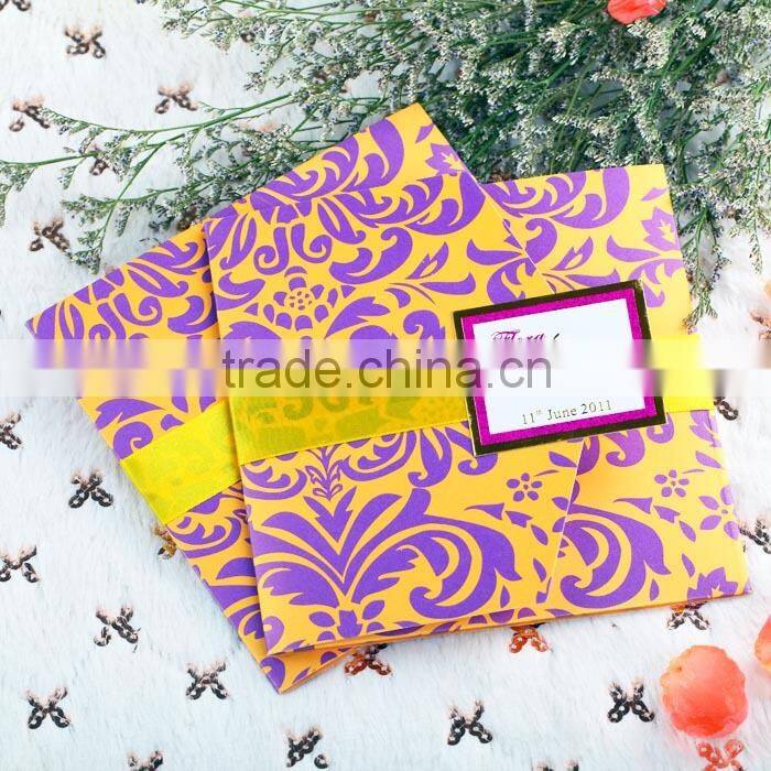 2016 Hot Sale Gold Folded Wedding Invitation Card