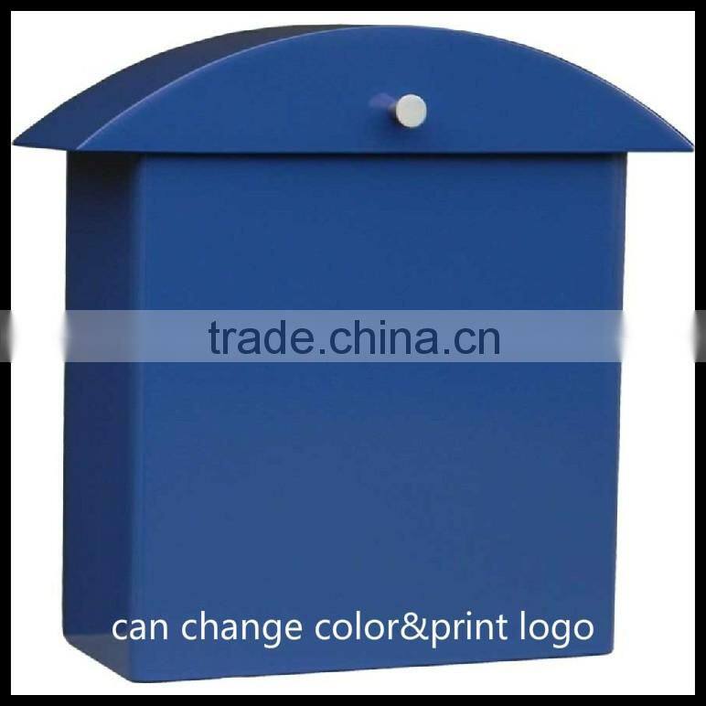Metal house mailbox for Residential wall-mounted blue powdercoated finish waterproof outdoor used