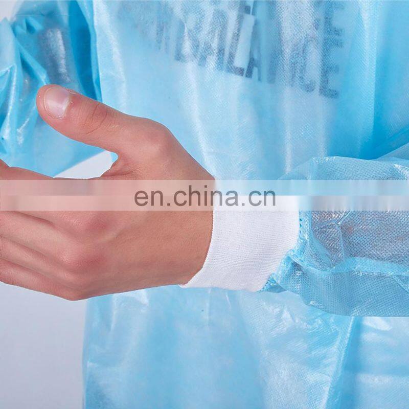 Elastic Cuffs Waterproof Non Woven Disposable Isolation Cover Gown for Visitors