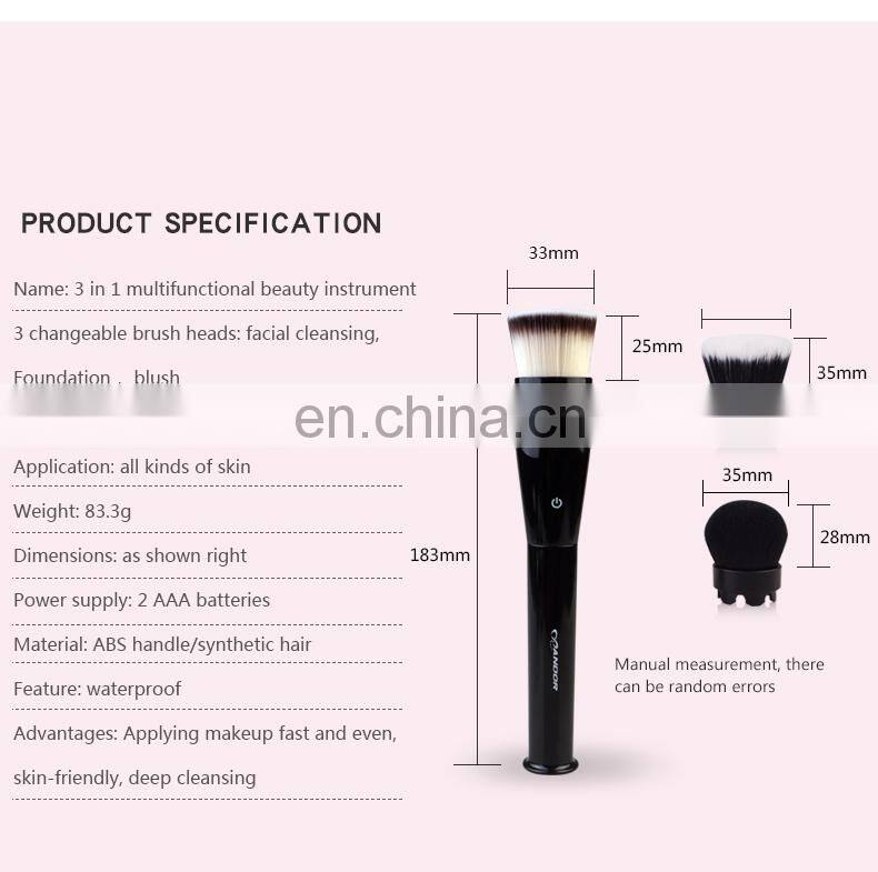 3 in 1 Electric Waterproof Facial cleansing rotating Makeup Brush Foundation Brush Cosmetic Tools for Skin care