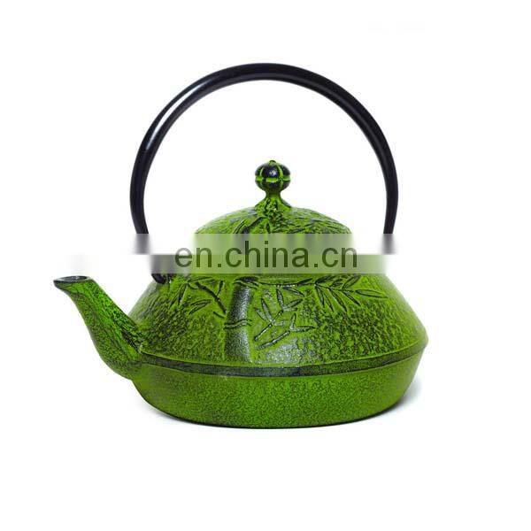 Leaf Design Teapot Coated with Enameled Interior for 32 Ounce blue color enamel Chinese cast iron teapot