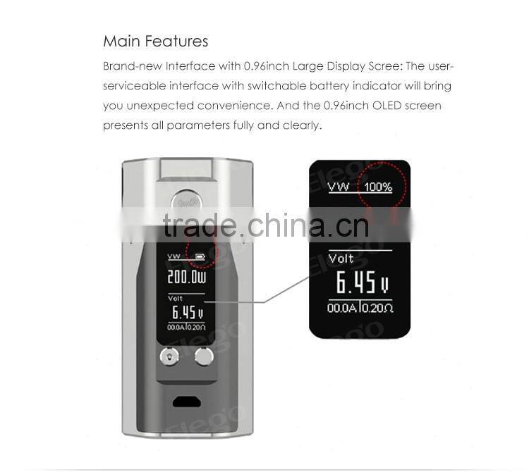In Stock Hot Selling 0.96 inch OLED Screen Wismec Reuleaux RX200S TC Mod VS RX200S wholesale