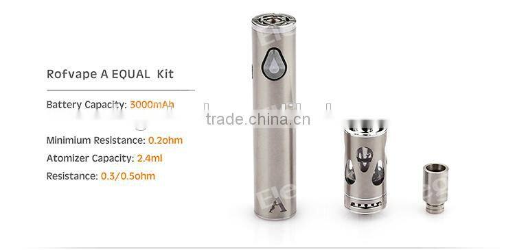 2015 Newest vape mod!100% Original Rofvape A Equal Kit 3000mah 0.3/0.5ohm VS eGo one mini Rofvape A Equal kit factory price