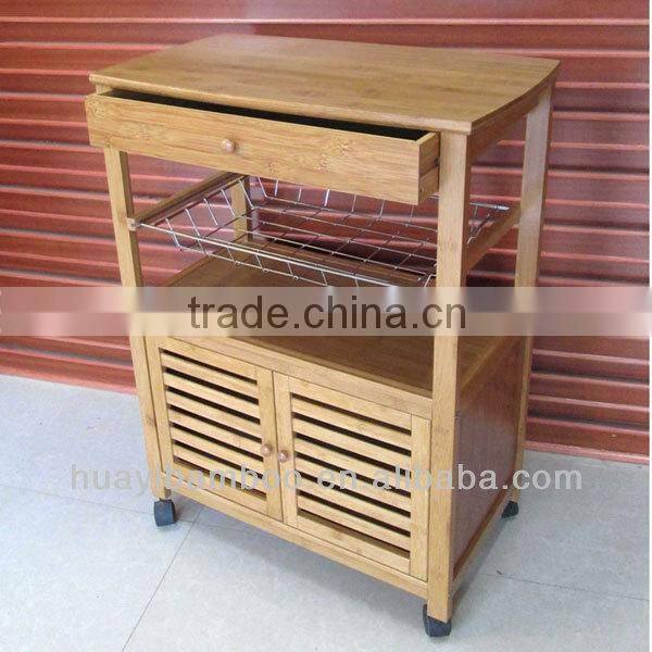 Bamboo Kitchen Trolley with Drawer&Shelf