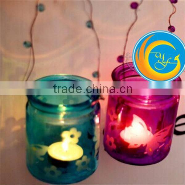 colourful hanging glass tea light candle holder with high quality