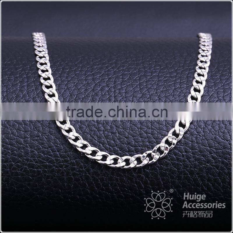 Yiwu Wholesale Fashion Rhodium Plated Different Types Curb Chain Of Necklace