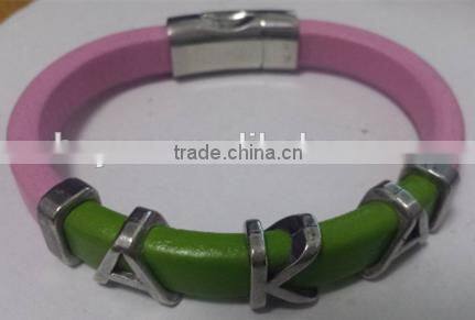 magnetic leather handmade bracelet bangle Alpha Phi Alpha divine bracelets,APA greek customized Fraternity Sorority jewelry
