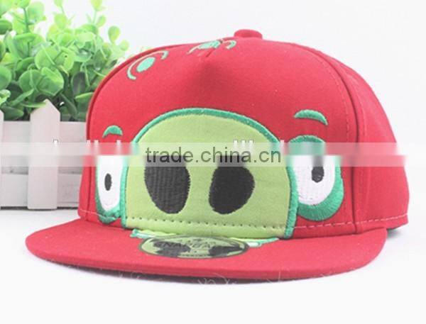 Latest Cute Elephant Embroideried Flat Brim Children Kids Cricket Cap