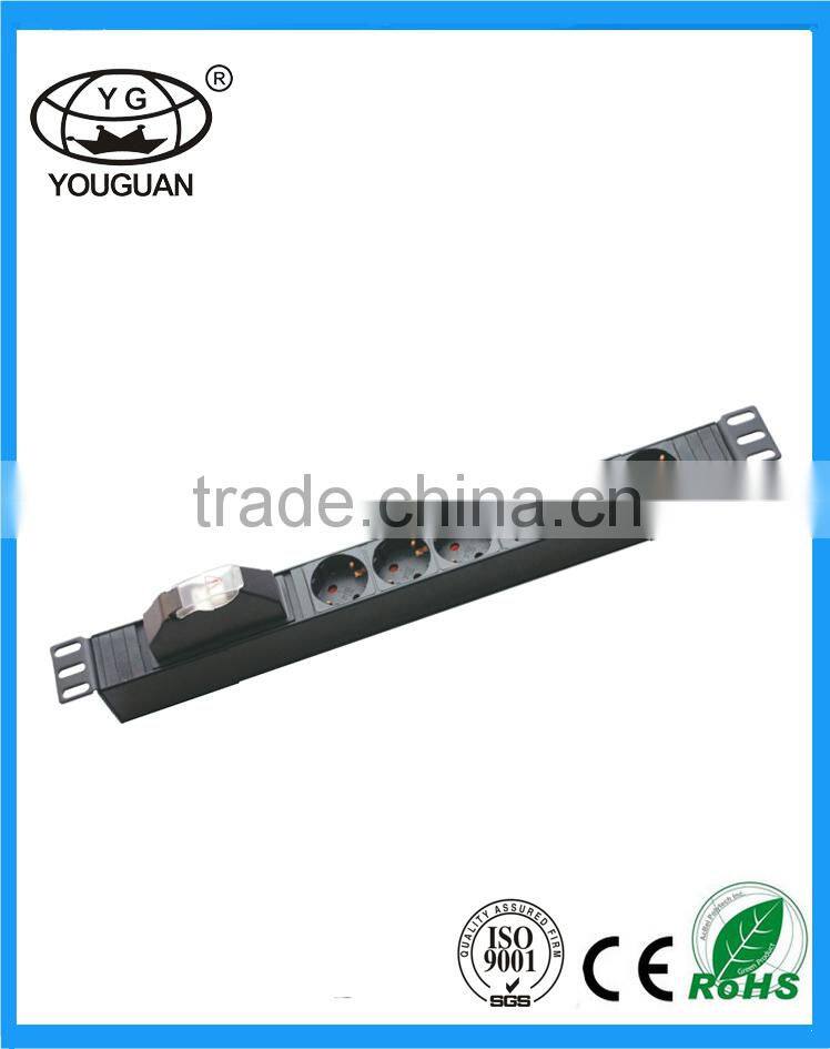 19''German Type Commercial 6 ways PDU with 1P Circuit breaker