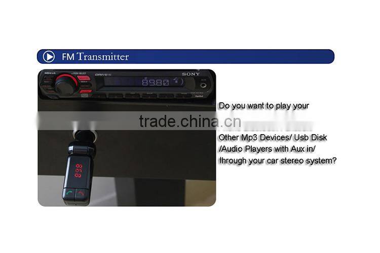 Wireless In-Car FM Transmitter with Dual USB Charging for universal devicese