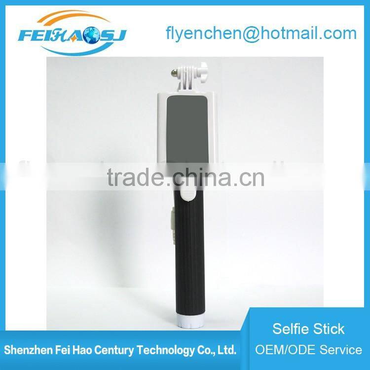 2016 Fashion fodable pocket cable monopod wired selfie stick with mirror