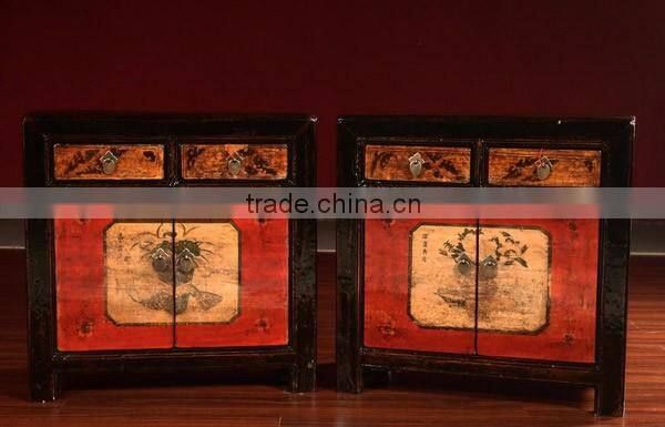 Antique furniture mongolia painted wooden cabinet S9