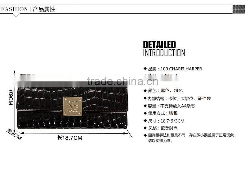 2016 stylish hot sale genuine cowhide leather wallet for lady outdoor shopping